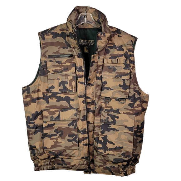 Oscar Vintage Camo Camouflage Plaid Lined Hunting Cargo Survival Outdoor Vest XL - Picture 1 of 14